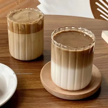 1/2 / 6ШТ Стаканы для питья в японском стиле в полоску, Прозрачная кофейная чашка, бокал для вина, стаканы для воды, молока, посуда для напитков, чашка для чая, йогурта 4