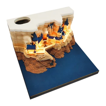 1 Шт Замок 3D Блокнот 2024 Календарь Замок Бумага для заметок Канцелярские принадлежности Подарок с подсветкой
