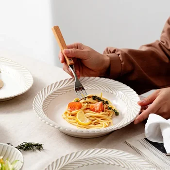 1 шт. Ретро-посуда для обжига в японском стиле, Креативная Бытовая Миска для супа, Тарелки для овощей, рыбы, Кофейная чашка для воды, Керамическая Обеденная тарелка 2