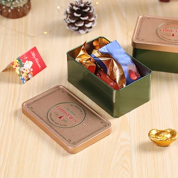 1 шт. Рождественская Квадратная жестяная банка, коробка для конфет, Подарочная коробка для хранения печенья, Металлическая банка, коробка для хранения дома, Рождественские банки для конфет, подарки для детей 3