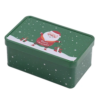 1 шт. Рождественская Квадратная жестяная банка, коробка для конфет, Подарочная коробка для хранения печенья, Металлическая банка, коробка для хранения дома, Рождественские банки для конфет, подарки для детей 4