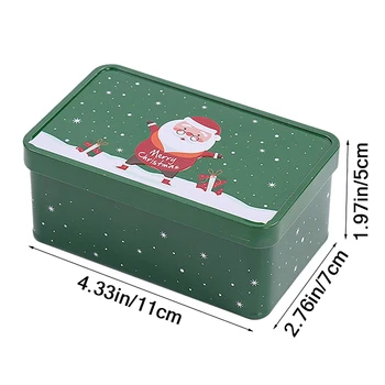 1 шт. Рождественская Квадратная жестяная банка, коробка для конфет, Подарочная коробка для хранения печенья, Металлическая банка, коробка для хранения дома, Рождественские банки для конфет, подарки для детей 5
