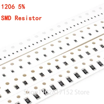 100ШТ SMD Резистор 1206 3216 5% 1/4 Вт 0R-10M 0R ом ~ 10 М Ом Комплект Резисторов Ассорти Комплект Образцов 0R 10R 100R 1K 2.24.7K 1M 10M