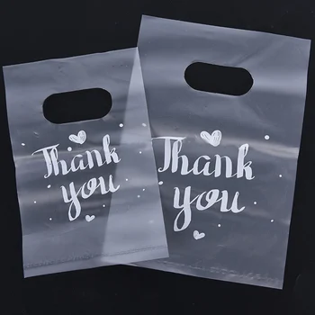 100шт Мини Спасибо Пластиковые подарочные пакеты для свадебных конфет Корзина для покупок 0