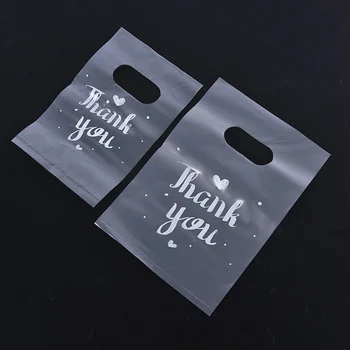 100шт Мини Спасибо Пластиковые подарочные пакеты для свадебных конфет Корзина для покупок 1