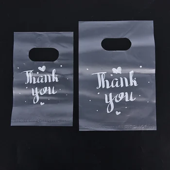 100шт Мини Спасибо Пластиковые подарочные пакеты для свадебных конфет Корзина для покупок 2