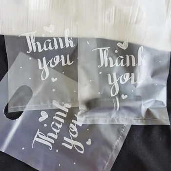 100шт Мини Спасибо Пластиковые подарочные пакеты для свадебных конфет Корзина для покупок 4