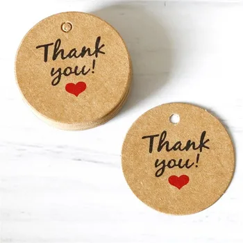 100шт Спасибо с подарочными бирками Red Heart Kraft для свадебной вечеринки, бумажные бирки для подвешивания ценников, карточки для подвешивания этикеток 5