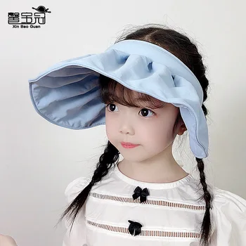 1041 Летняя детская шляпа для девочек, детская солнцезащитная шляпа, пустой цилиндр, солнцезащитная шляпа с большими полями, повязка на голову, солнцезащитная шляпа в виде ракушки 2