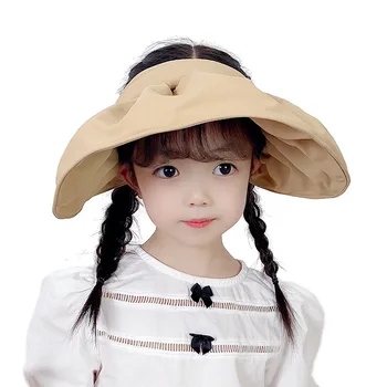 1041 Летняя детская шляпа для девочек, детская солнцезащитная шляпа, пустой цилиндр, солнцезащитная шляпа с большими полями, повязка на голову, солнцезащитная шляпа в виде ракушки 4