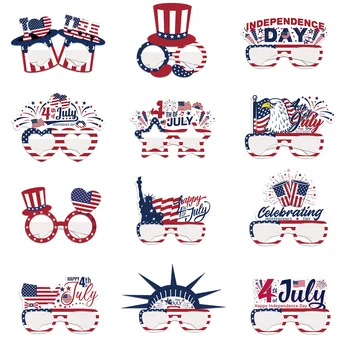 12 шт. Декор ко Дню Независимости США, Бумажные очки, Бумажные очки в Национальный день США, Реквизит для вечеринки в честь Дня Независимости США 0