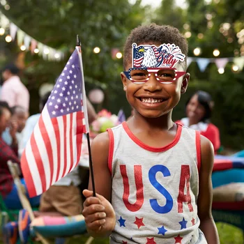 12 шт. Декор ко Дню Независимости США, Бумажные очки, Бумажные очки в Национальный день США, Реквизит для вечеринки в честь Дня Независимости США 2