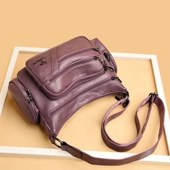 2021 Женские однотонные сумки через плечо в стиле ретро, женские дизайнерские повседневные сумки-мессенджеры с несколькими карманами, простой кошелек большой емкости 3