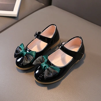 2023 Обувь для девочек с бабочкой Кожаные туфли на мягкой подошве Туфли принцессы Милая детская обувь для девочек Обувь для выступлений Осенняя детская обувь 4