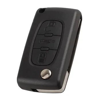 3 кнопки Флип-складной автомобильный брелок с дистанционным управлением, чехол-накладка, пригодный для Peugeot 207 307 407 308 607 черный, автоматическая замена 1