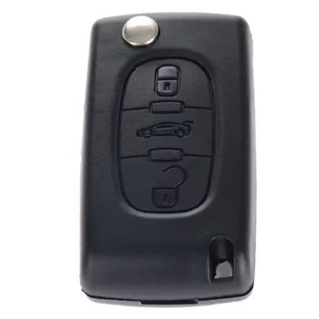 3 кнопки Флип-складной автомобильный брелок с дистанционным управлением, чехол-накладка, пригодный для Peugeot 207 307 407 308 607 черный, автоматическая замена 4