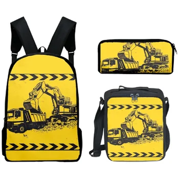 3 шт./компл. 3D Принт Фермерский Модный рюкзак с рисунком трактора для учащихся начальной средней школы Для мальчиков и девочек, школьный ранец, сумка для ланча, пенал для ручек 1