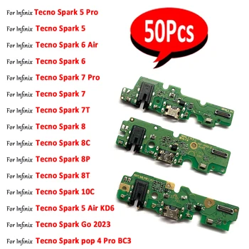 50шт, НОВЫЙ Для Infinix Tecno Pop 4 Spark 5 6 Air 7 Pro 7T 8 8C 8P 8T 10C Go 2023 USB Зарядная Док-станция Разъем Зарядного Устройства Плата Кабель