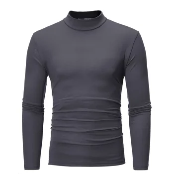 A2427 Модное термобелье с воротником, мужская базовая футболка с имитацией шеи, блузка, пуловер, топ с длинными рукавами