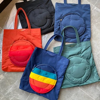 Anya Parachute Водонепроницаемая нейлоновая ткань Rainbow Smile Женская сумка через плечо, сумка-тоут, хозяйственная сумка 0