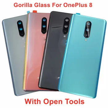 Gorilla Glass Для OnePlus 8 Оригинальная Новая Крышка Батарейного Отсека Жесткая Крышка Задней Двери Задняя Панель корпуса + Объектив камеры + Клейкий Клей