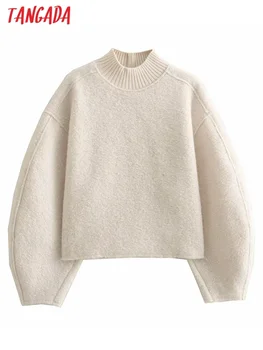 Tangada 2023 Женские толстовки свободного покроя в стиле пэчворк из меха, женские пуловеры оверсайз с длинным рукавом, женские PS11 0