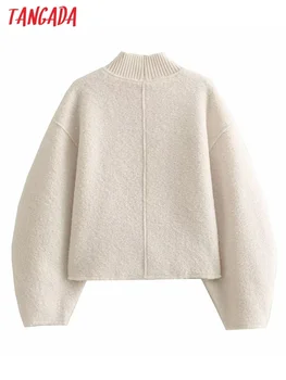 Tangada 2023 Женские толстовки свободного покроя в стиле пэчворк из меха, женские пуловеры оверсайз с длинным рукавом, женские PS11 4
