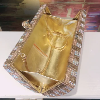 WHTUOHENG, Вечерняя сумочка с шампанским/золотом и бриллиантами, кошелек, Роскошные женские клатчи для свадебной вечеринки со стразами, сумки для выпускного вечера для новобрачных. 3