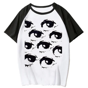 Y2k топ с принтом глаз, женская дизайнерская японская забавная футболка, забавная одежда в стиле аниме харадзюку для девочек 0