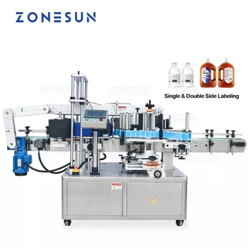 ZONESUN ZS-TB300 Автоматическая Машина для наклеивания этикеток на плоские бутылки с водой двойного размера
