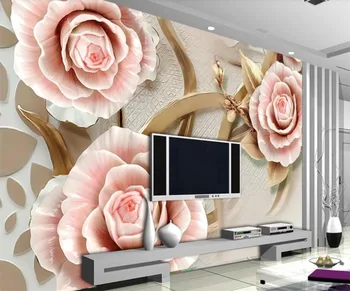 beibehang Пользовательские обои 3d розовая твердая фреска гостиная спальня фоновая стена 5d papel de parede обои 8D хрустальная фреска