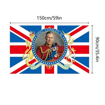 Британский флаг Король Чарльз Британский королевский флаг 2023 года Украшение флага Британского короля для садовых коронационных уличных вечеринок 5 футов X 3 фута 5