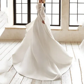 Вечернее платье для женщин, белое элегантное, с глубоким V-образным вырезом, с длинным рукавом, со шлейфом, плиссированное, формальное, длиной до пола, Летние платья для выпускного вечера 2023 1