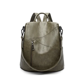 Высококачественный женский рюкзак из легкой искусственной кожи формата А4, дорожная сумка через плечо, противоугонная женская коричневая, черная, зеленая, серая M4600