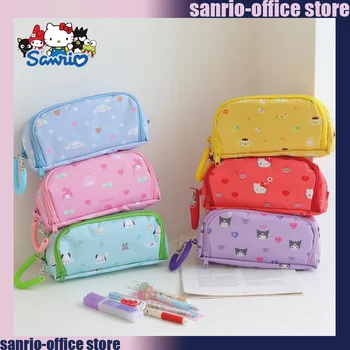 Двухслойная сумка для карандашей из ткани Оксфорд Sanrio, мультяшный офисный школьный ластик для карандашей Pochacco, сумка для хранения портативных канцелярских принадлежностей