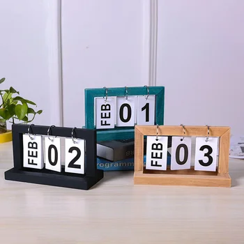 Деревянный винтажный домашний календарь для офиса, отображение даты, расписание рабочего стола, настольные украшения для кафе в деревенском стиле
