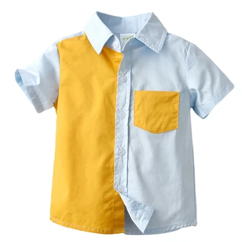 Детская рубашка для мальчиков, одежда для маленьких мальчиков, летний кардиган с коротким рукавом, повседневная рубашка, топы, хлопковая детская рубашка, верхняя одежда от 1 до 7 лет