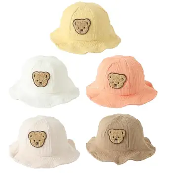 Детская шляпа-козырек, широкополая рыбацкая кепка с изображением мультяшного медведя, прямая поставка 0
