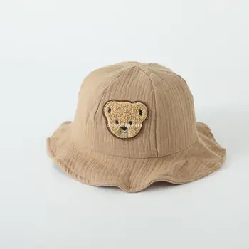 Детская шляпа-козырек, широкополая рыбацкая кепка с изображением мультяшного медведя, прямая поставка 3