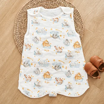 Детский спальный мешок без рукавов из 100% хлопка, весна-лето, Coola Peach, Супер Удобная дышащая накидка для новорожденных