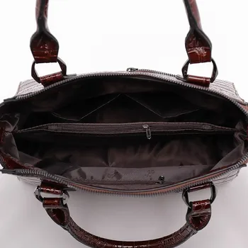 Дизайнерская женская сумка из крокодиловой кожи, женская сумка-тоут, роскошные сумки из лакированной кожи для женщин, сумка через плечо 4
