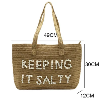 Дизайнерская женская сумка из соломы с вышитыми буквами 2023, новая модная сумка ручной работы, Летние пляжные соломенные сумки 5