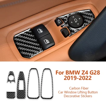 Для BMW Z4 G28 G29 2019-2022 Автомобильный стайлинг Из Углеродного Волокна Кнопка Подъема Окна Автомобиля Панель Декоративные Наклейки Для Автоаксессуаров