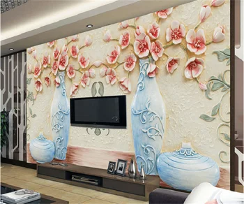 Европейская и американская ваза гостиничная гостиная спальня ТВ фон наклейки на стену пользовательские 3D самоклеящиеся водонепроницаемые обои