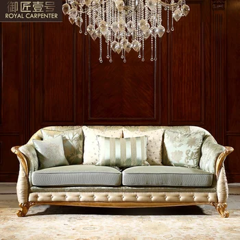 Европейский тканевый диван 123, комбинированный золотой диван для гостиной с резьбой из цельного дерева, итальянская вилла 0