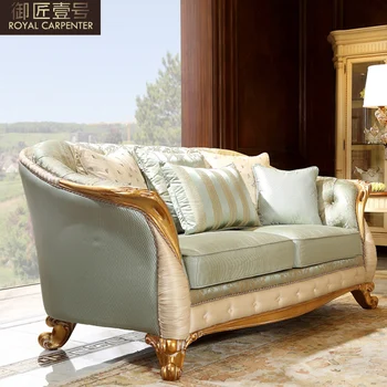 Европейский тканевый диван 123, комбинированный золотой диван для гостиной с резьбой из цельного дерева, итальянская вилла 1