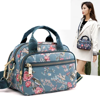 Женская сумка через плечо с мелким принтом, высококачественная женская сумка-мессенджер, женская нейлоновая сумка для мобильного телефона, сумка через плечо, фиолетовый цветок