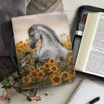 Женский кожаный чехол для Библии, модная сумочка с рисунком бегущей лошади, Портативная книга для изучения христианства, Священные ящики для хранения 0