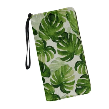 Женский кошелек Belidome Tropical Leaves с цветочным рисунком, блокирующий RFID, клатч Wallers на молнии, браслет, дорожный длинный кошелек