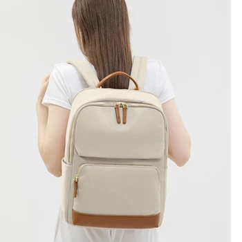 Женский рюкзак для делового 15,6-дюймового ноутбука, школьные сумки для колледжа, черный/Серый/бежевый 2